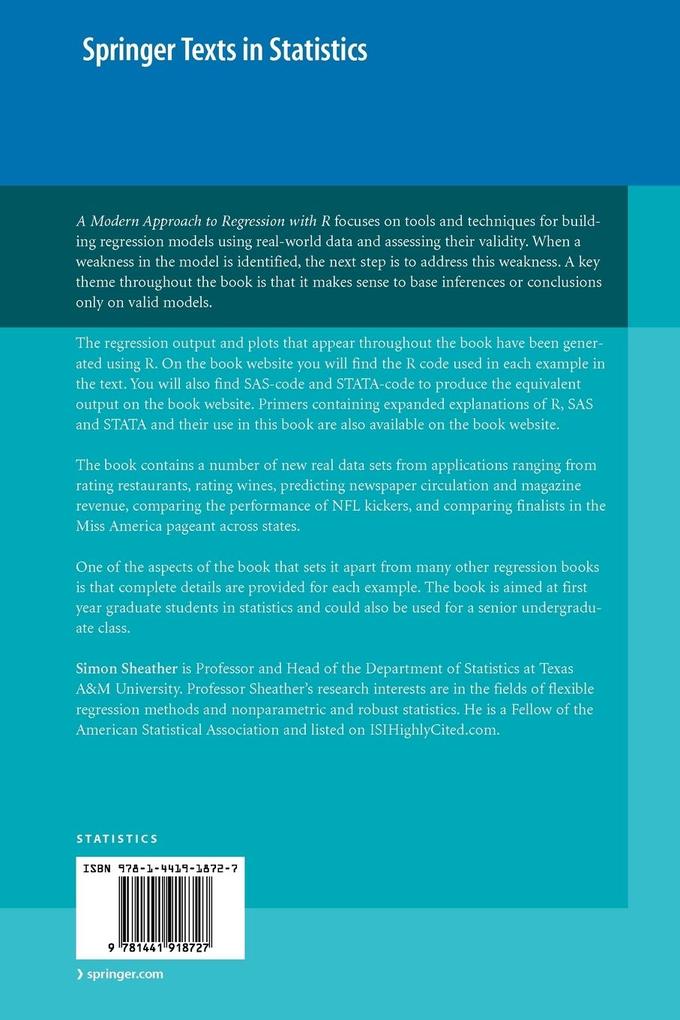 Weitere Ansicht: A Modern Approach to Regression with R | Simon Sheather