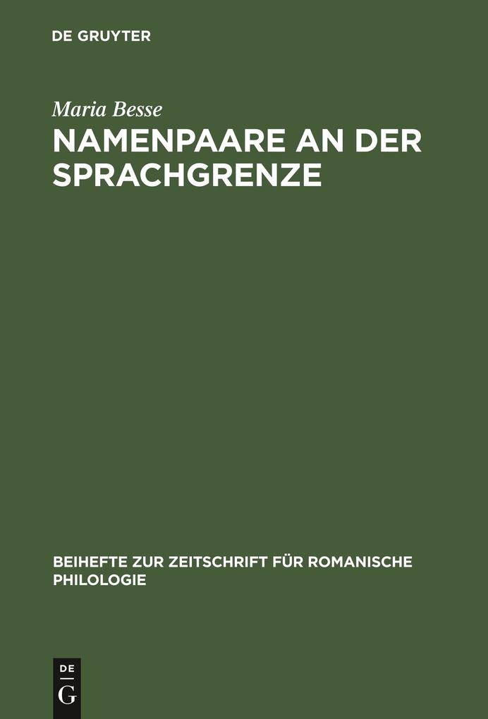 Produktbild: Namenpaare an der Sprachgrenze | Maria Besse