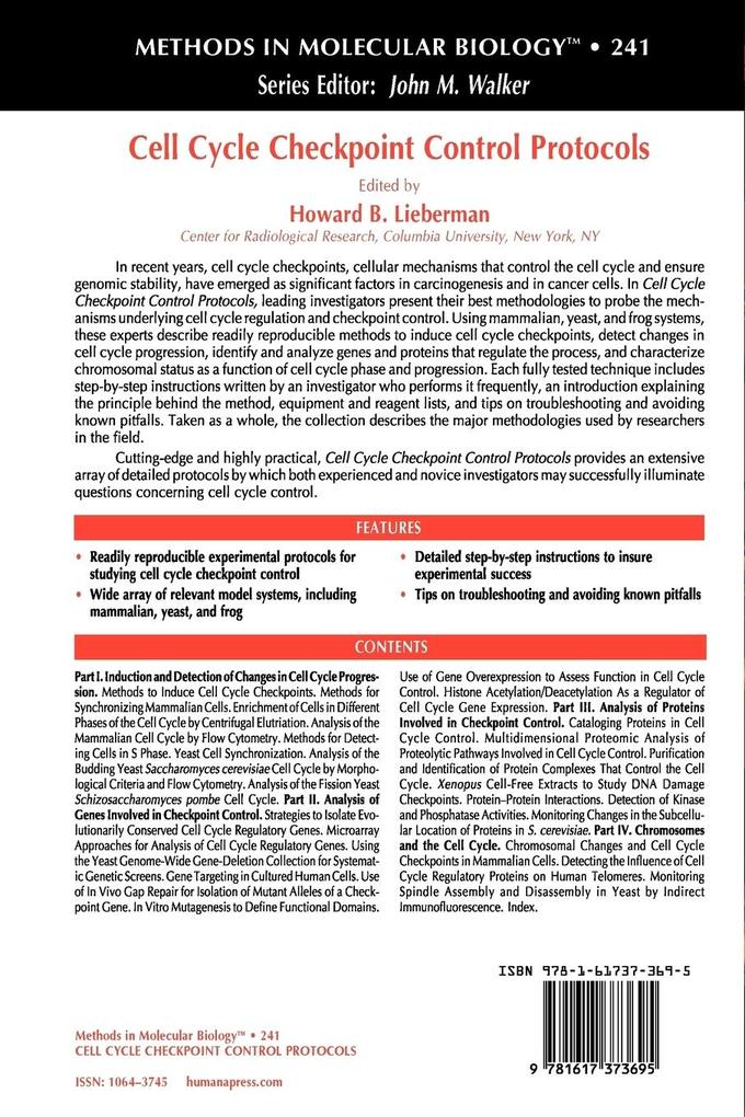 Weitere Ansicht: Cell Cycle Checkpoint Control Protocols