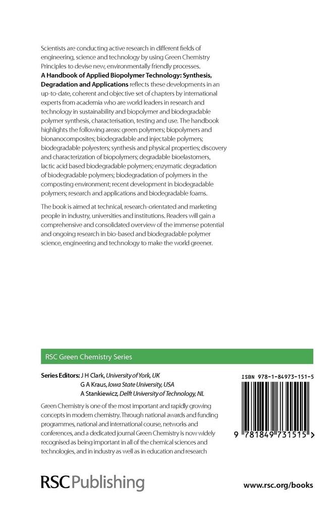 Weitere Ansicht: Handbook of Applied Biopolymer Technology