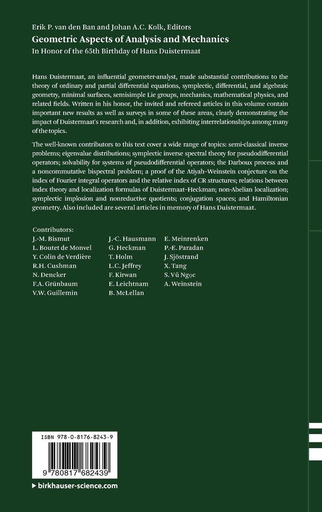 Weitere Ansicht: Geometric Aspects of Analysis and Mechanics