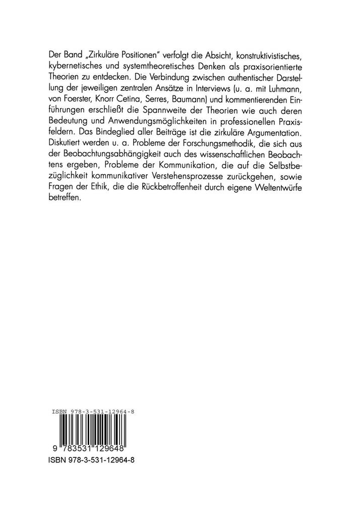 Weitere Ansicht: Zirkuläre Positionen | Theodor M. Bardmann, Torsten Groth