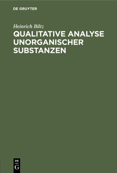 Produktbild: Qualitative Analyse anorganischer Substanzen | Heinrich Biltz