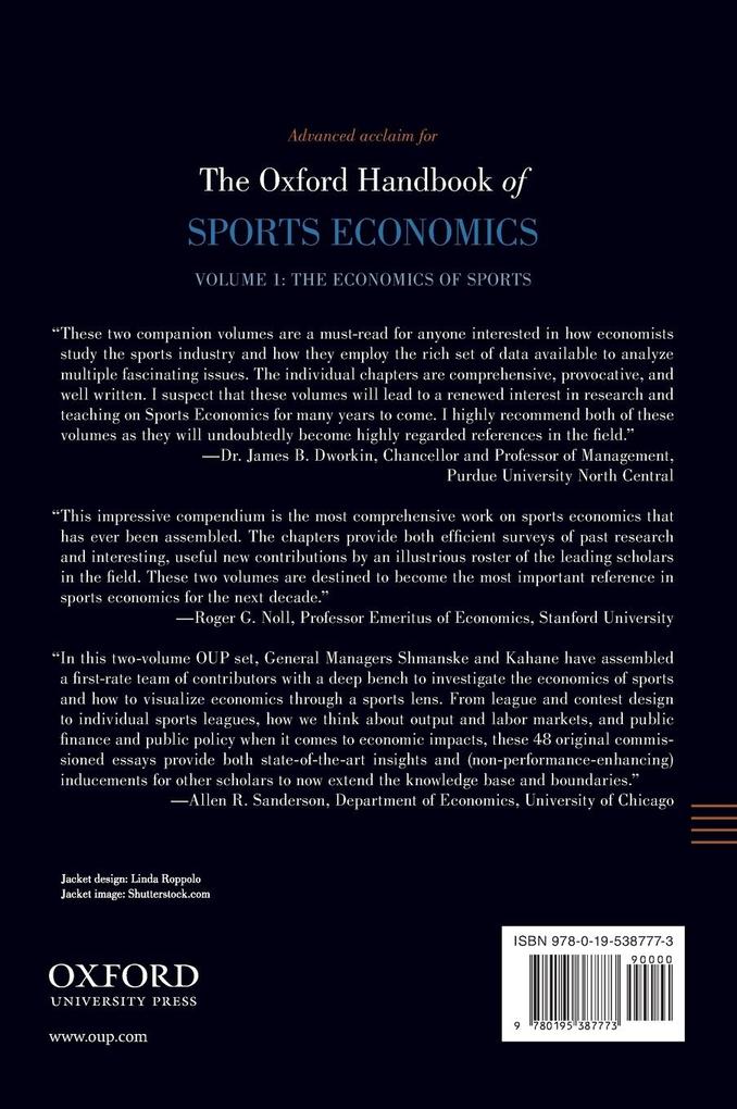 Weitere Ansicht: The Oxford Handbook of Sports Economics | Shmanske