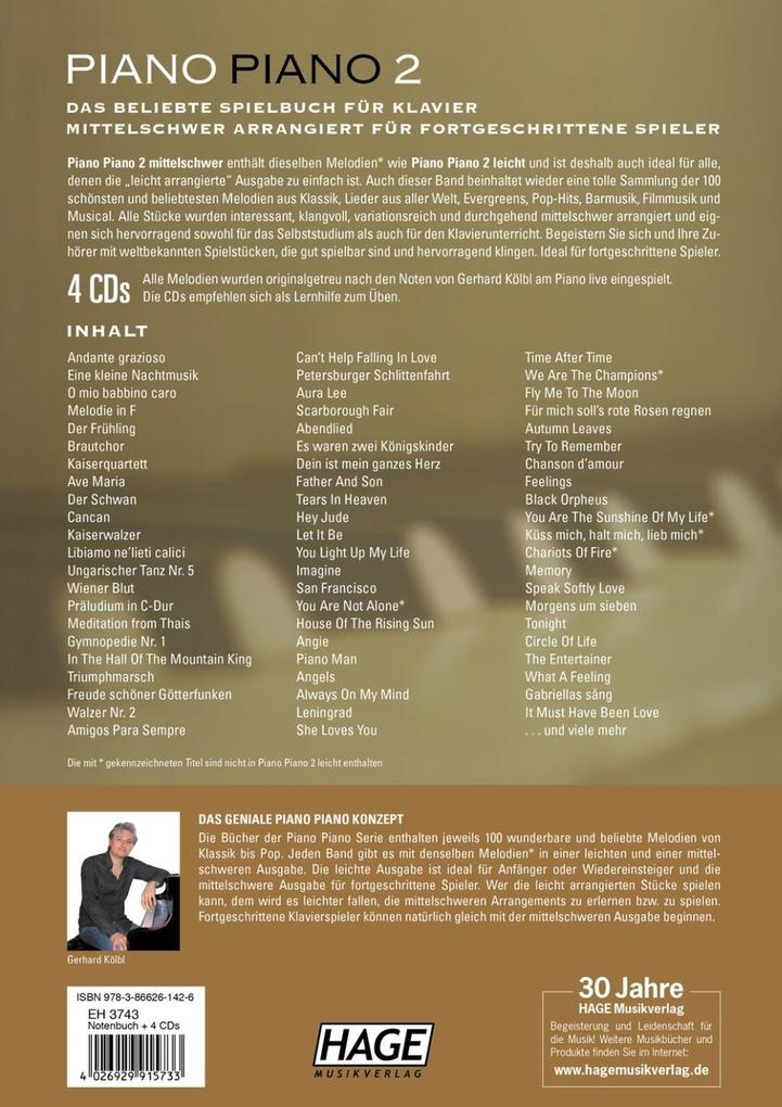 Weitere Ansicht: Piano Piano 2 mittelschwer (mit 4 CDs) | Gerhard Kölbl, Stefan Thurner
