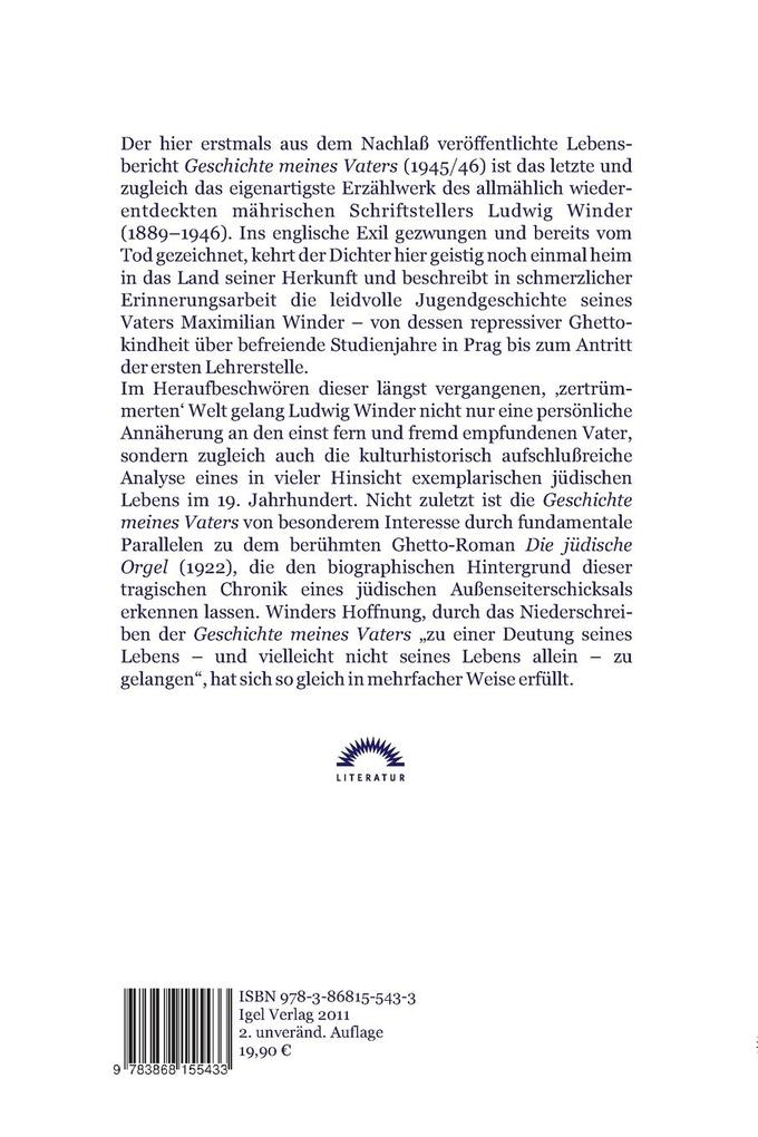 Weitere Ansicht: Ludwig Winder: Geschichte meines Vaters | Dieter Sudhoff, Ludwig Winder