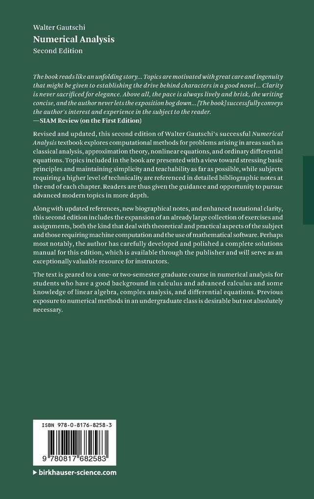 Weitere Ansicht: Numerical Analysis | Walter Gautschi