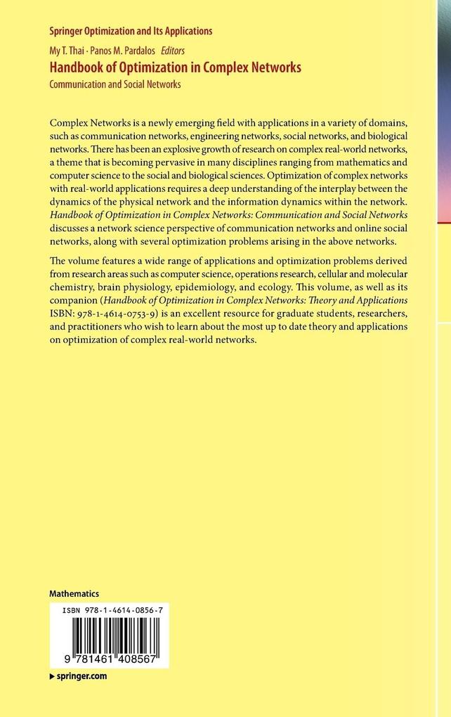 Weitere Ansicht: Handbook of Optimization in Complex Networks