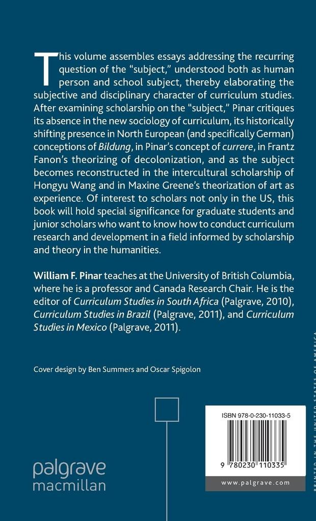 Weitere Ansicht: The Character of Curriculum Studies | W. Pinar