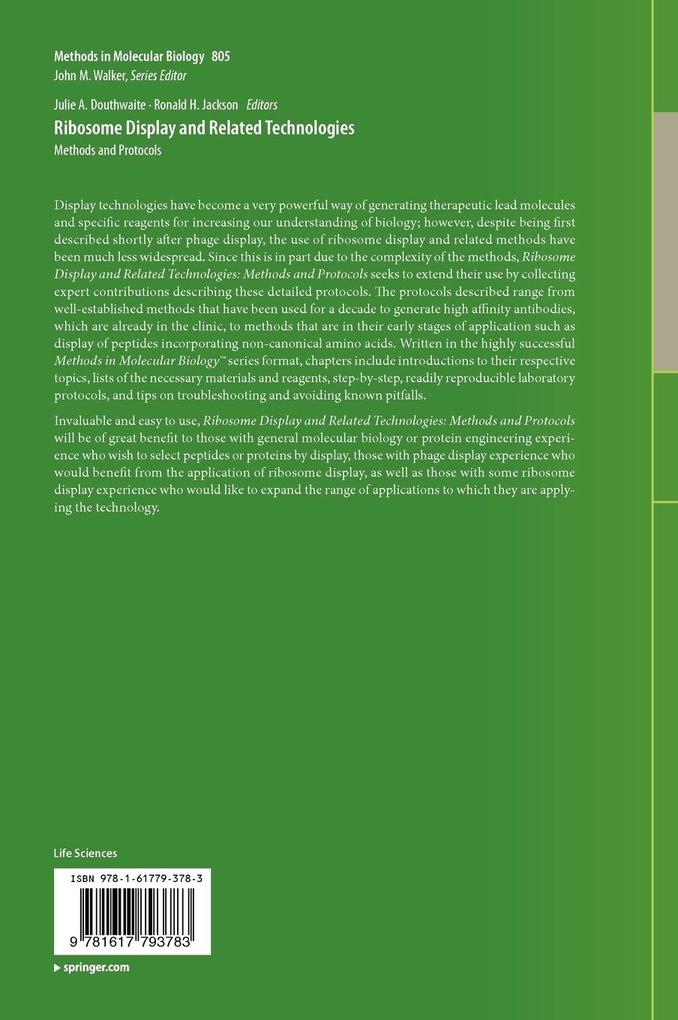 Weitere Ansicht: Ribosome Display and Related Technologies