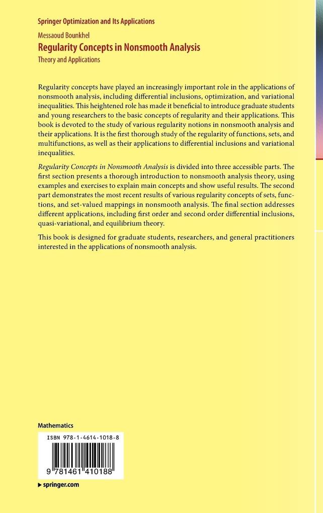 Weitere Ansicht: Regularity Concepts in Nonsmooth Analysis | Messaoud Bounkhel