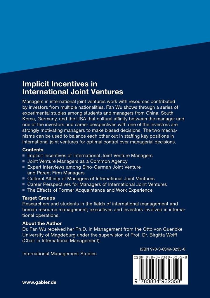 Weitere Ansicht: Implicit Incentives in International Joint Ventures | Fan Wu