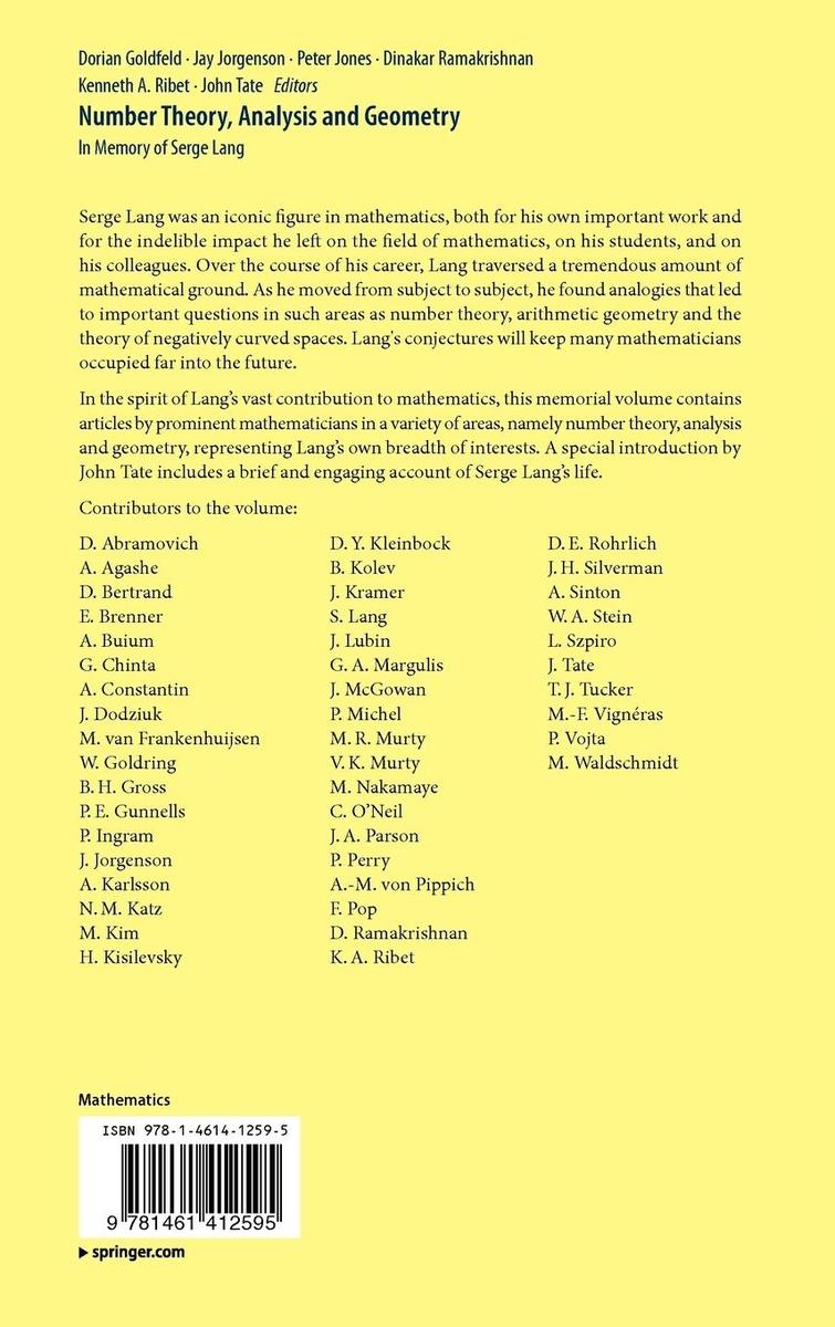Weitere Ansicht: Number Theory, Analysis and Geometry