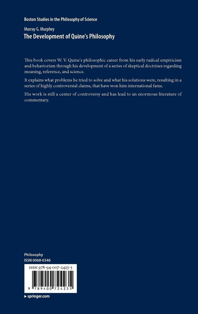 Weitere Ansicht: The Development of Quine's Philosophy | Murray Murphey