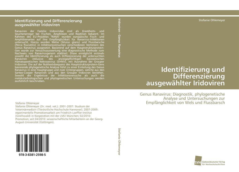 Produktbild: Identifizierung und Differenzierung ausgewählter Iridoviren | Stefanie Ohlemeyer