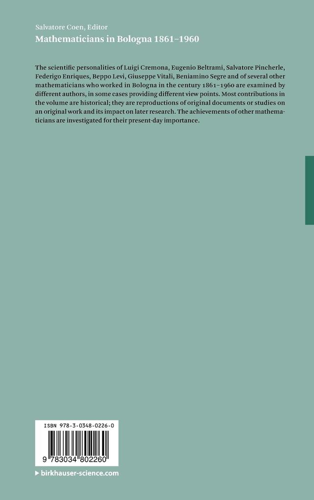 Weitere Ansicht: Mathematicians in Bologna 1861-1960