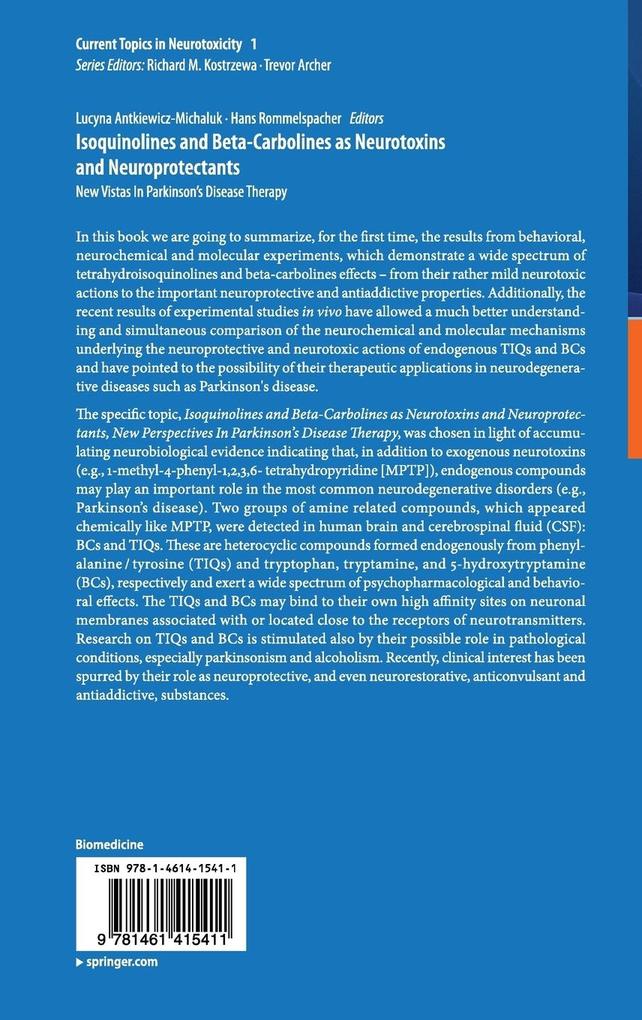 Weitere Ansicht: Isoquinolines And Beta-Carbolines As Neurotoxins And Neuroprotectants