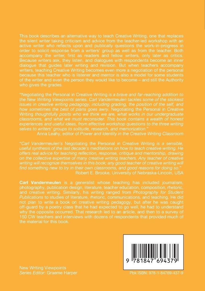 Weitere Ansicht: Negotiating the Personal in Creative Writing | Carl Vandermeulen