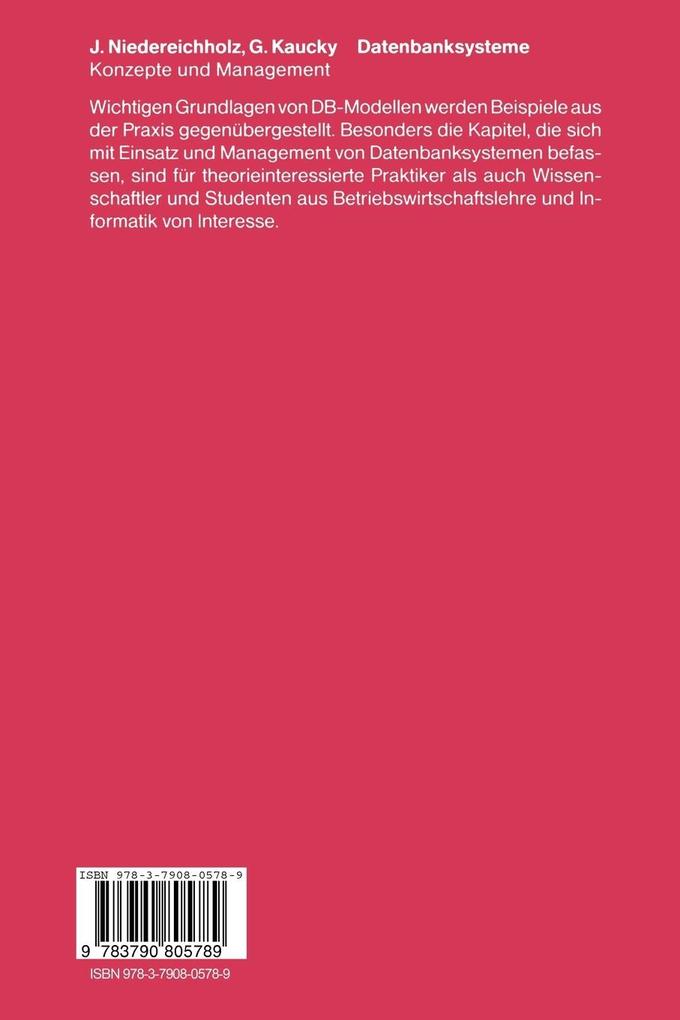 Weitere Ansicht: Datenbanksysteme | Gerhard Kaucky, Joachim Niedereichholz