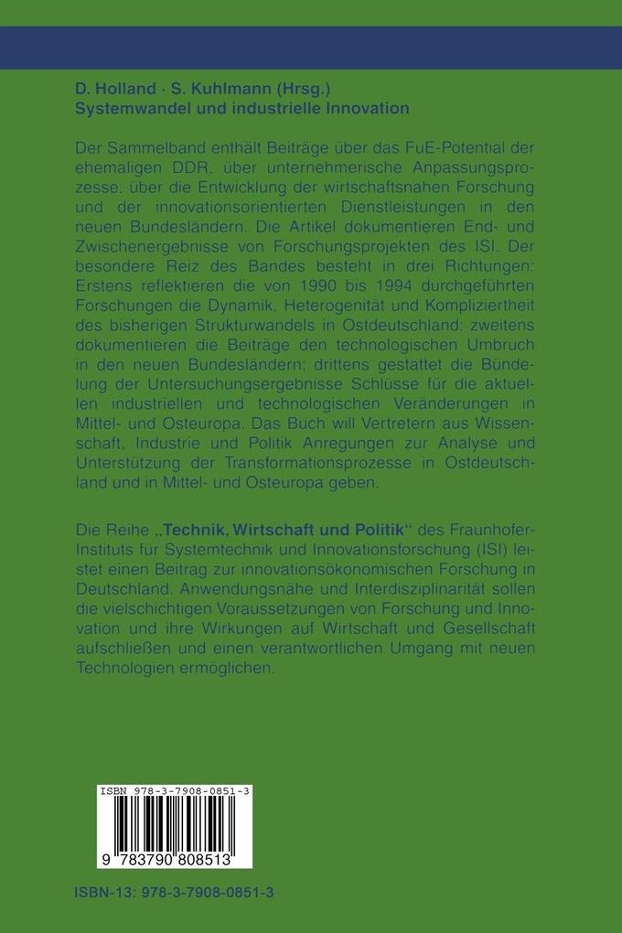 Weitere Ansicht: Systemwandel und industrielle Innovation | Doris Holland, Stefan Kuhlmann