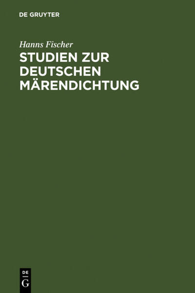 Produktbild: Studien zur deutschen Märendichtung | Hanns Fischer