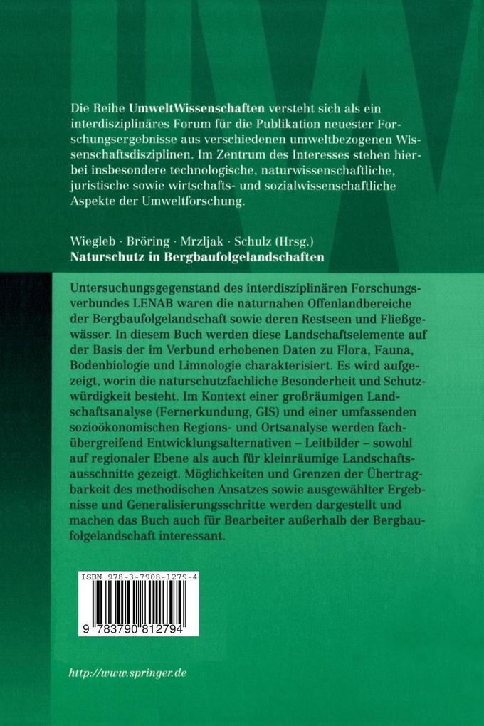 Weitere Ansicht: Naturschutz in Bergbaufolgelandschaften | Gerhard Wiegleb, Udo Bröring, Jadranka Mrzljak