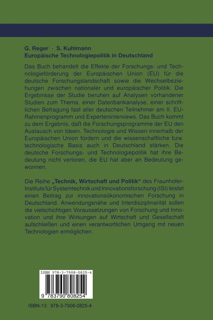 Weitere Ansicht: Europäische Technologiepolitik in Deutschland | Stefan Kuhlmann, Guido Reger