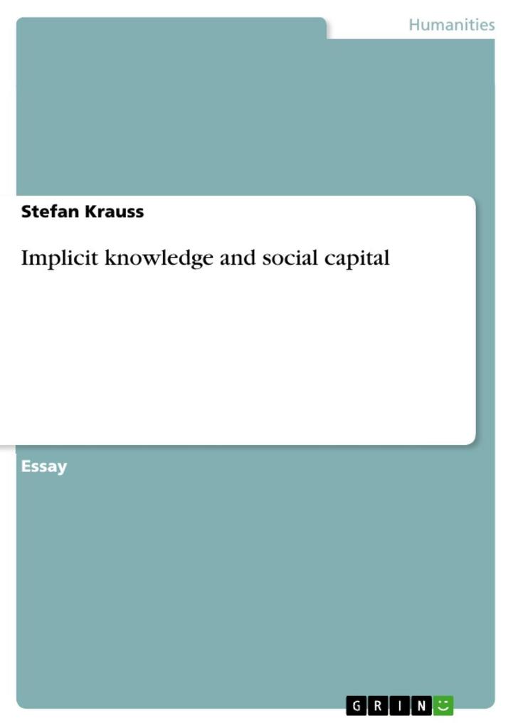 Produktbild: Implicit Knowledge and Social Capital | Stefan Krauss