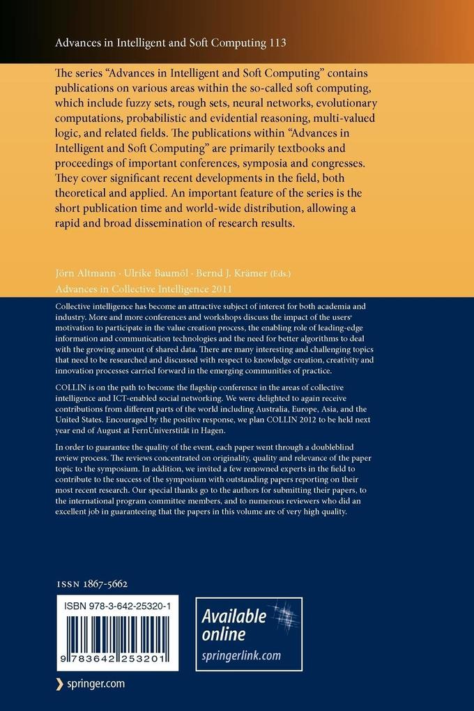 Weitere Ansicht: Advances in Collective Intelligence 2011