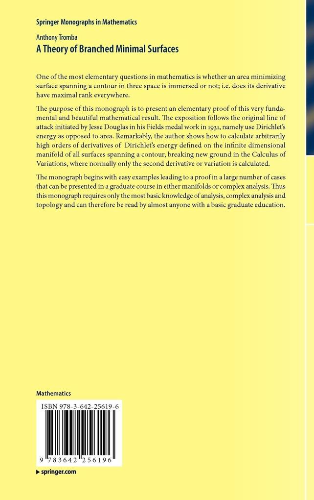 Weitere Ansicht: A Theory of Branched Minimal Surfaces | Anthony Tromba
