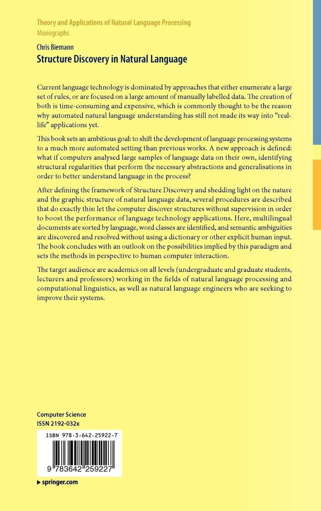 Weitere Ansicht: Structure Discovery in Natural Language | Chris Biemann