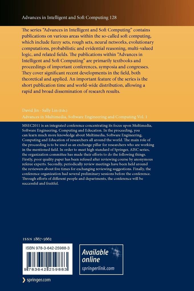 Weitere Ansicht: Advances in Multimedia, Software Engineering and Computing Vol.1