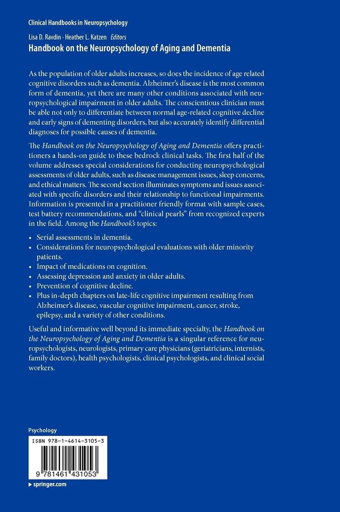 Weitere Ansicht: Handbook on the Neuropsychology of Aging and Dementia