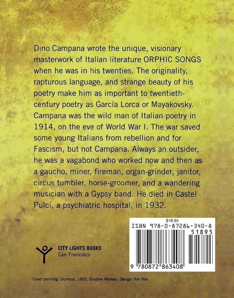 Weitere Ansicht: Orphic Songs | Dino Campana