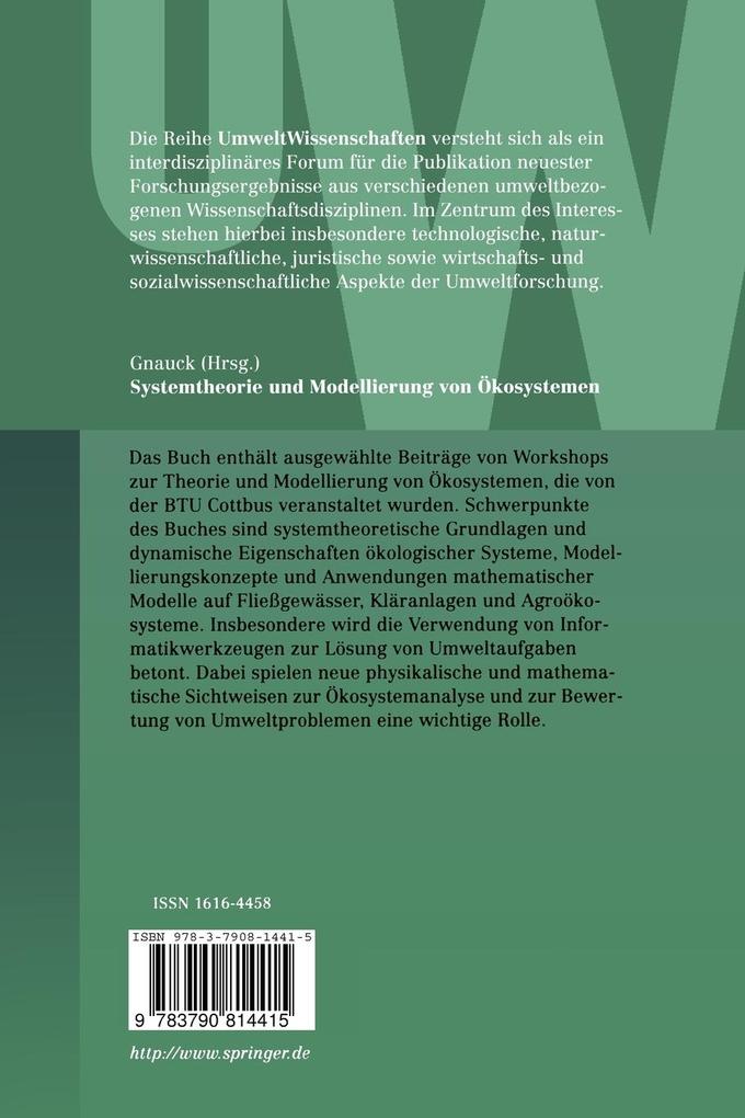 Weitere Ansicht: Systemtheorie und Modellierung von Ökosystemen | Albert Gnauck