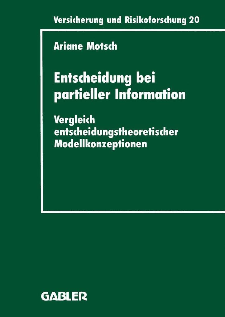 Produktbild: Entscheidung bei partieller Information | Ariane Motsch