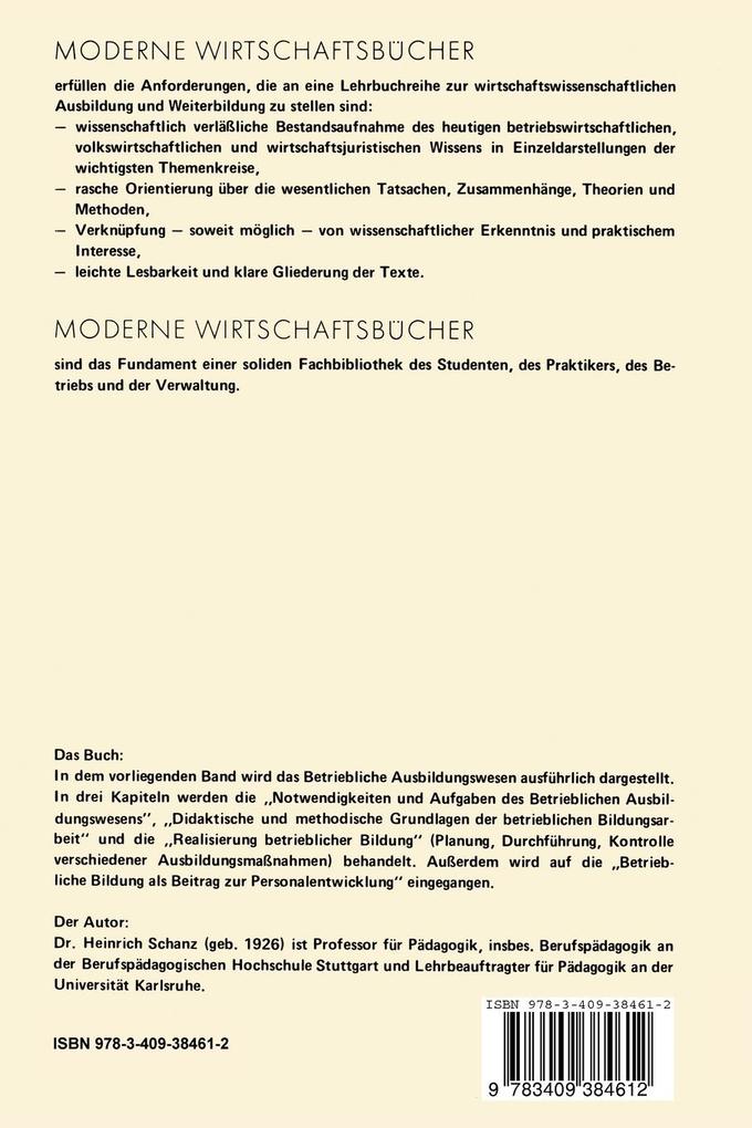 Weitere Ansicht: Betriebliches Ausbildungswesen | Heinrich Schanz