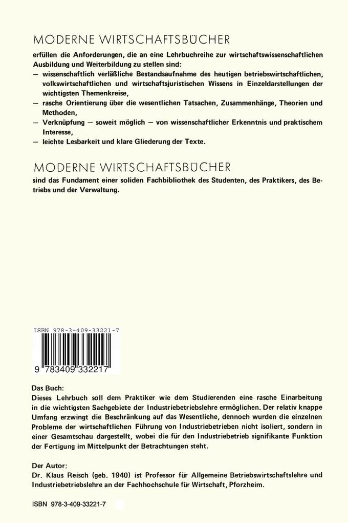 Weitere Ansicht: Industriebetriebslehre | Klaus Reisch