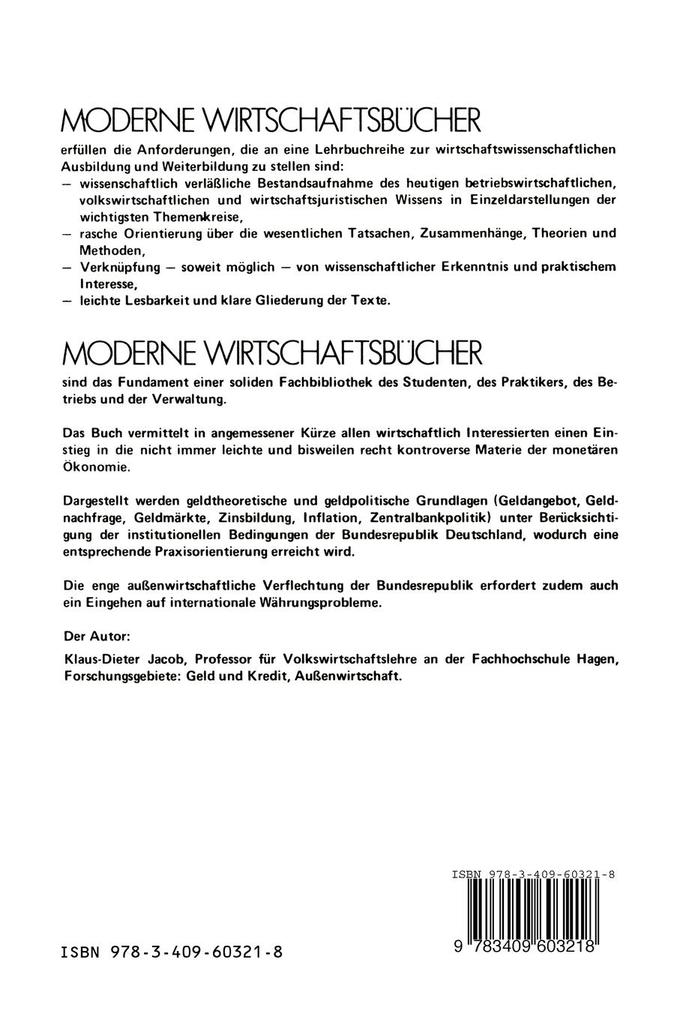 Weitere Ansicht: Geldlehre: Theorie und Politik | Klaus-Dieter Jacob