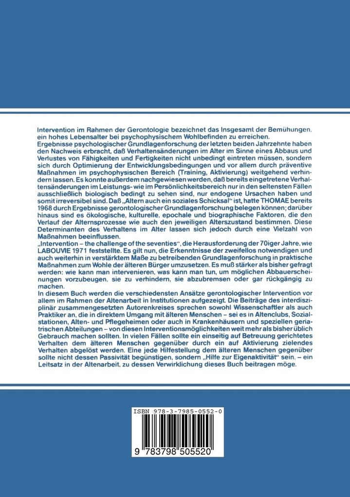 Weitere Ansicht: Interventionsgerontologie | Ursula Lehr