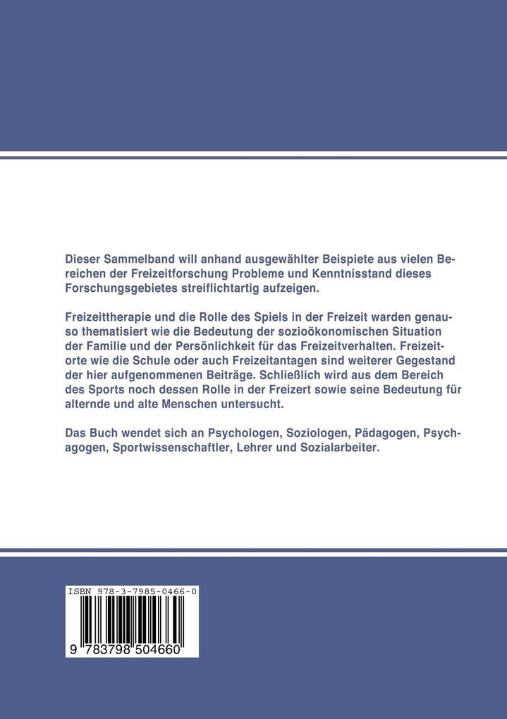 Weitere Ansicht: Aktuelle Beiträge zur Freizeitforschung