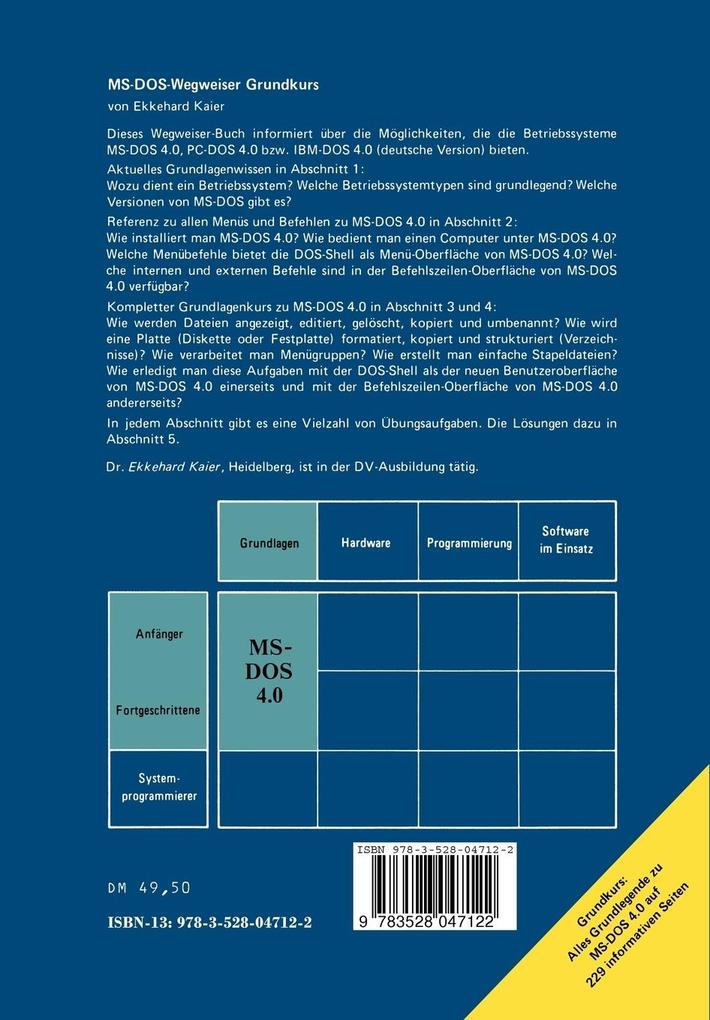 Weitere Ansicht: MS-DOS-Wegweiser Grundkurs | Ekkehard Kaier