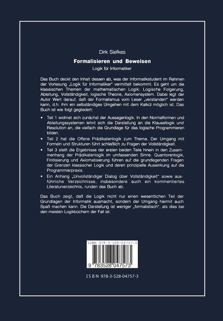 Weitere Ansicht: Formalisieren und Beweisen | Dirk Siefkes