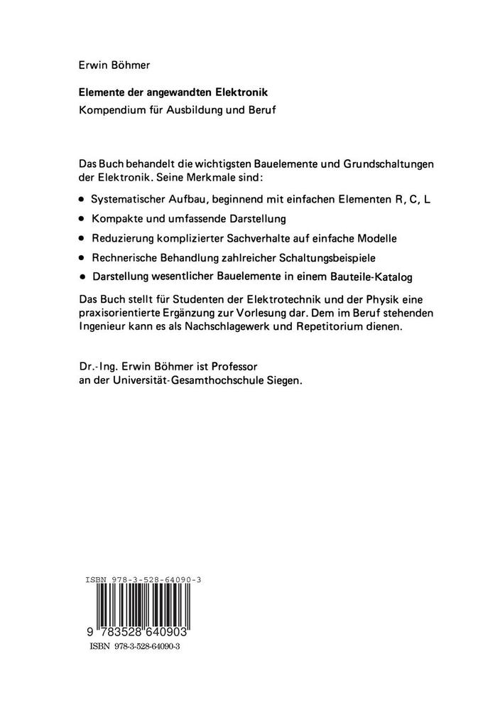 Weitere Ansicht: Elemente der angewandten Elektronik | Erwin Böhmer
