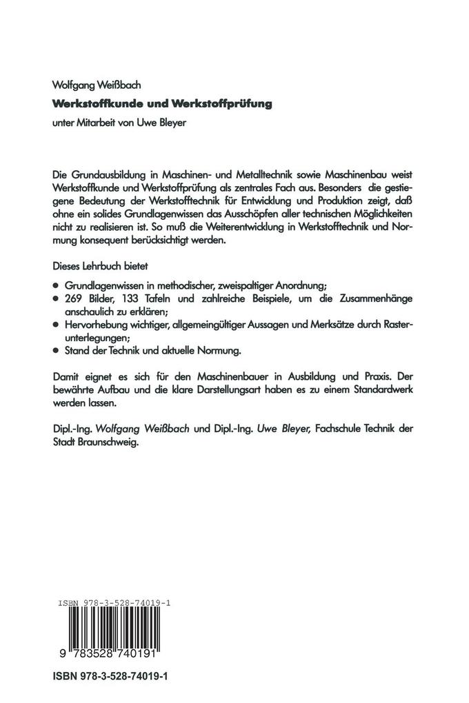 Weitere Ansicht: Werkstoffkunde und Werkstoffprüfung | Wolfgang Weißbach