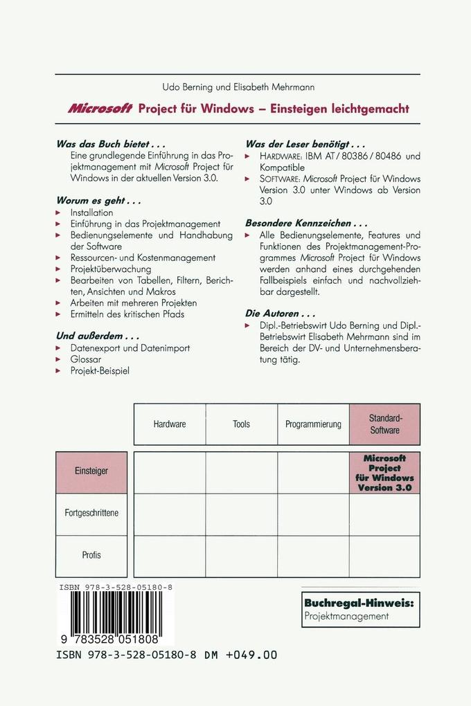 Weitere Ansicht: Microsoft Project für Windows | Udo Berning