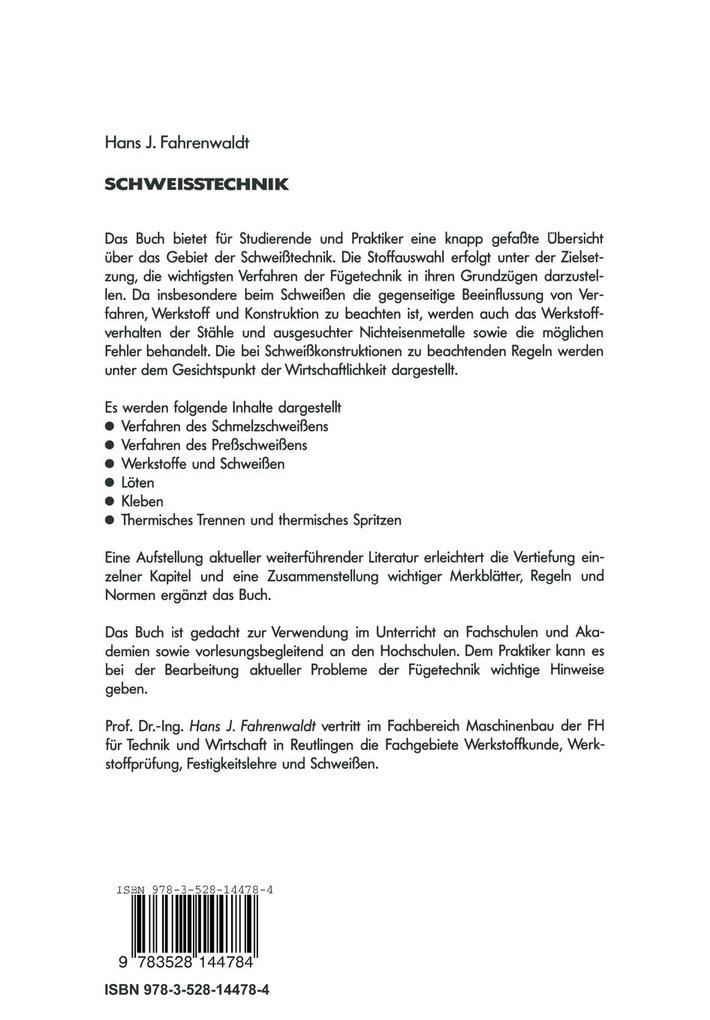 Weitere Ansicht: Schweißtechnik | Hans J. Fahrenwaldt