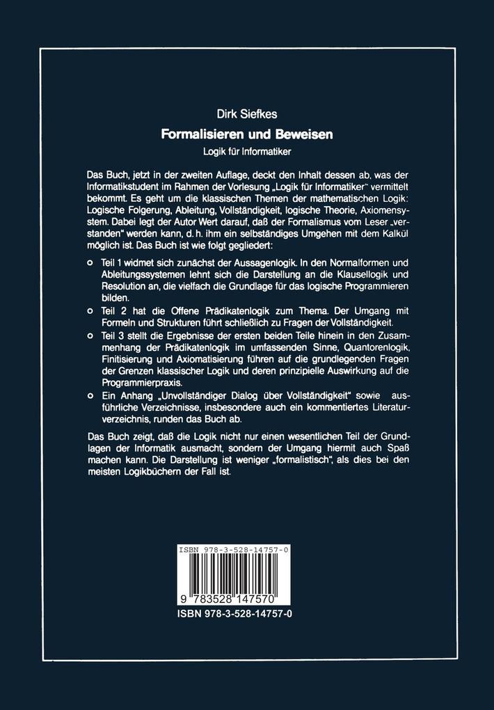 Weitere Ansicht: Formalisieren und Beweisen | Dirk Siefkes