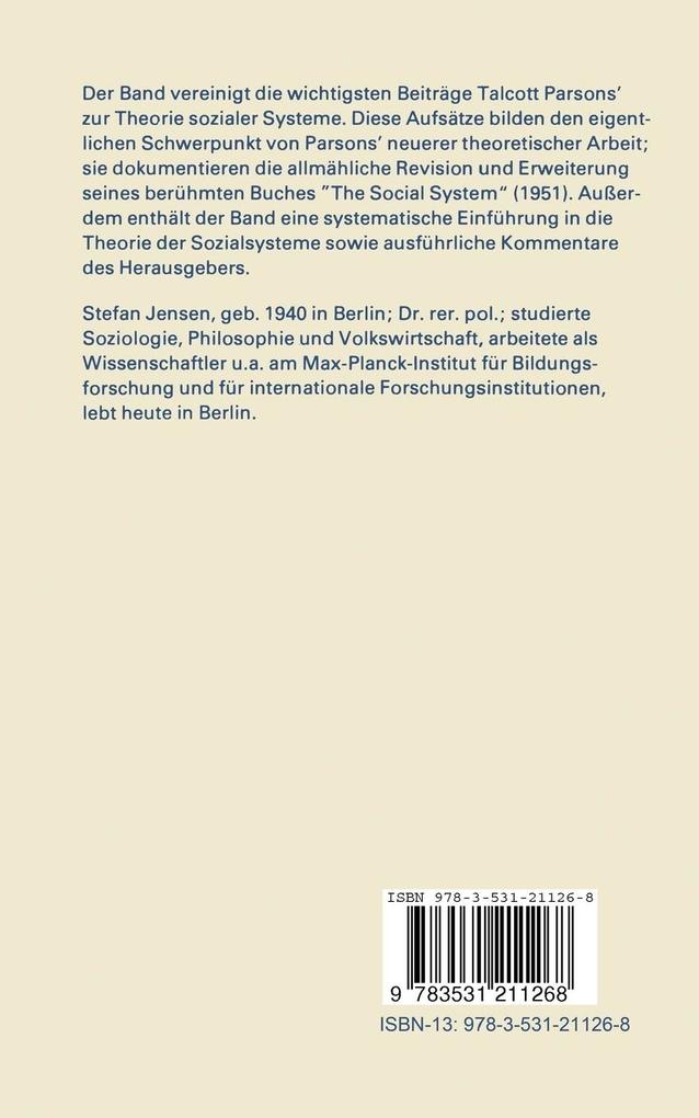 Weitere Ansicht: Zur Theorie sozialer Systeme | Talcott Parsons