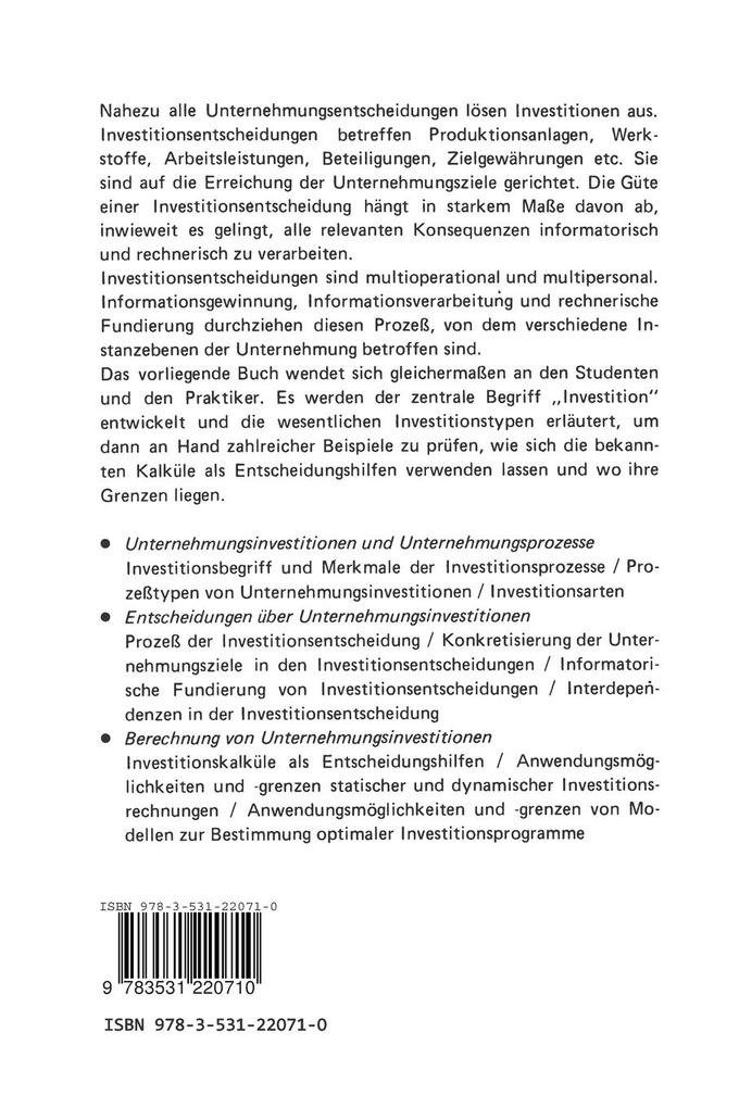 Weitere Ansicht: Unternehmungsinvestitionen | Ralf-Bodo Schmidt